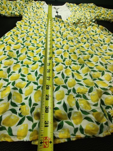 Gianni Bini Wmn's Sz 4 Beige/Lemon Print Asher Puff Sleeves Dress New - Picture 8 of 8