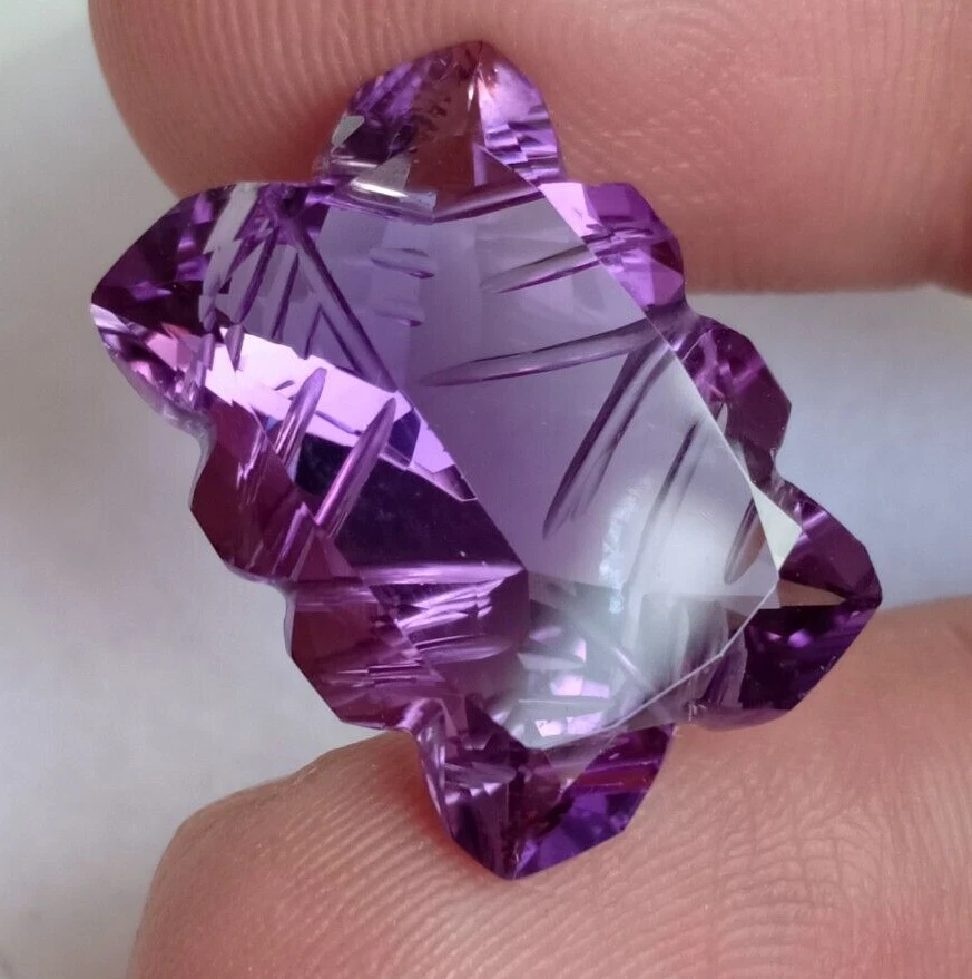 Piedra preciosa suelta natural tallada flor cuadrada amatista mogol 14,80 quilates Foto 3 de 4