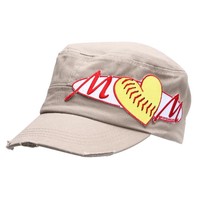 Women's Sports Mom Hat With Softball Stitching - Distressed Baseball Style Cap on sale Women's Sports Mom Hat With Softball Stitching - Distressed Baseball Style Cap on sale