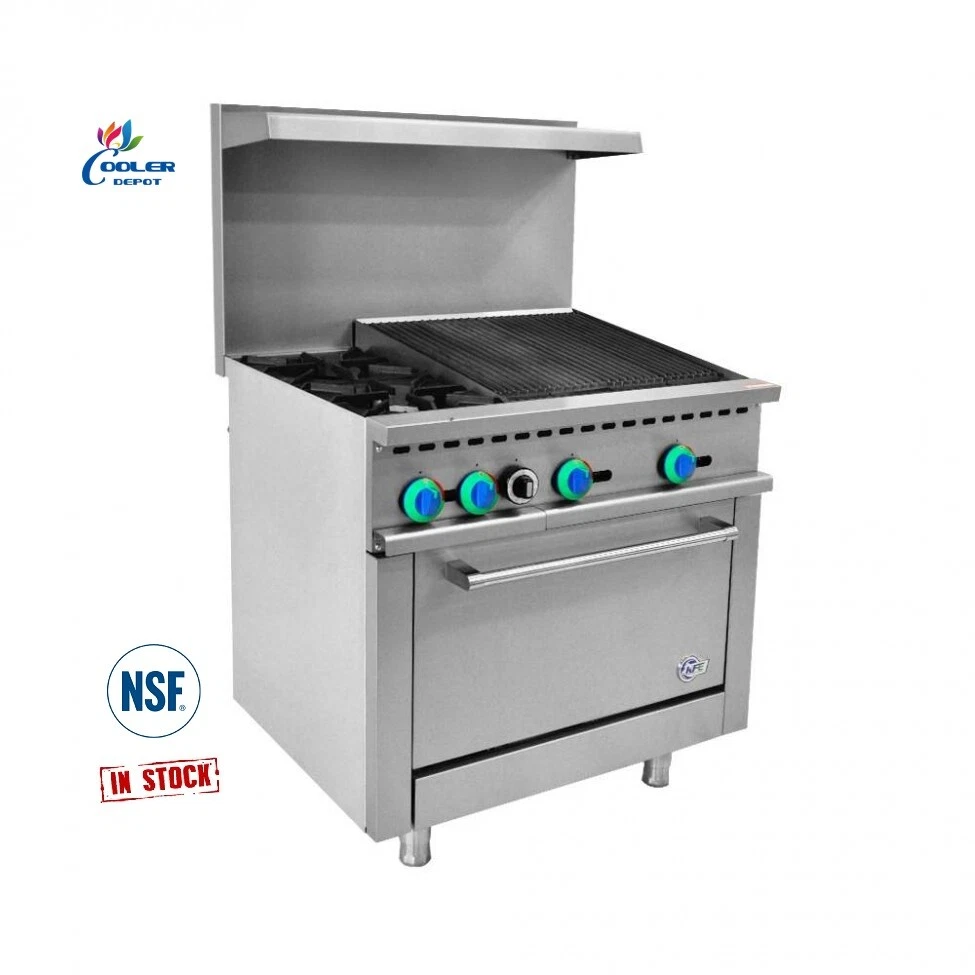 NEW 36u0026#034; Broiler + Hot Plate Oven Range Stove Commercial Kitchen  Restaurant NSF | eBay