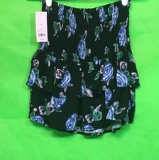 Wild Fable Women  s Floral Print Smocked Ruffle Mini Skirt - Black XS