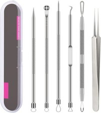 Pimple Popper Tool Kit , 6 Pcs Blackhead Remover Acne Needle Tools Set Removing