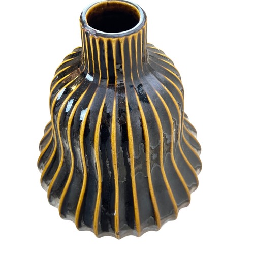 MCM Ceramic Ribbed Gourd Vase 12" - Picture 2 of 9