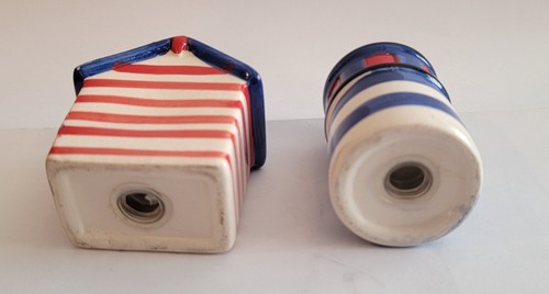 Cottage And Lighthouse Salt & Pepper Shakers Patriotic, 3" , Good Cond, Cute - Picture 2 of 7