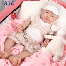 IVITA 20inch Full Body Silicone Doll Blue Eyes Mouth Open Boy Reborn Baby
