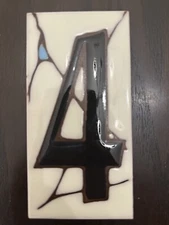 Vintage Earthtones Number 4 Four Art Red Clay Tile Made in Italy Size 3” x 6”