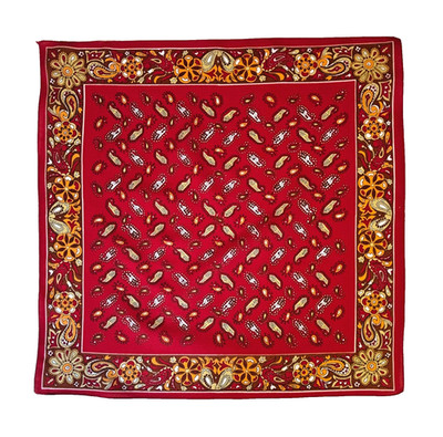 VTG Red Paisley Scarf Purse Tie Neckerchief 17'' Square Rockabilly Boho Chic
