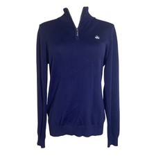 Brooks Brothers Sweater Boys M Blue 1/4 Zip Pullover Cotton Academia Preppy
