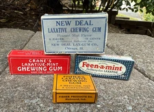Vintage Laxative Chewing Gum Boxes.....Crane's, Feen-a-Mint, New Deal, Fisher's