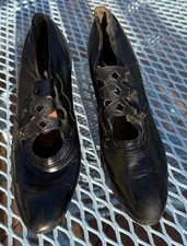 Antique 1920's 30's black Leather Women's Shoes size to be determend
