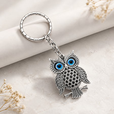 Blue Eye Owl Keychain Charm - 1 Pc.