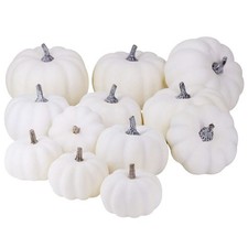  12Pcs White Artificial Pumpkins Assorted Bulk Table Decor Lifelike For All