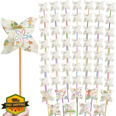 Zddaoole 60 Pcs DIY Pinwheels Paper Crafts