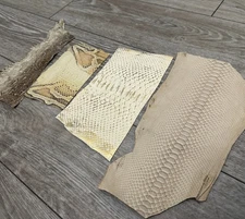 Genuine Python Snake Skin Remnant Leather real hide Piece Rattle Scrap Boa PYG9