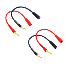 4-Pack 2mm to 4mm Banana Plug Adapter Cables, 8" Gold-Plated Speaker Wire Connec