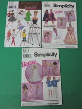 11.5 Lot Of 3 Patterns Outfits For Barbie Sized Fashion Dolls Simplicity op46