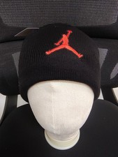 Jordan Black Adult Stretch Knit Beanie Red Logo