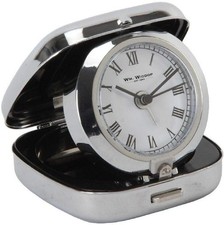 Widdop Metal Case Folding Travel Alarm Clock Desk Roman Numerals Time Portable