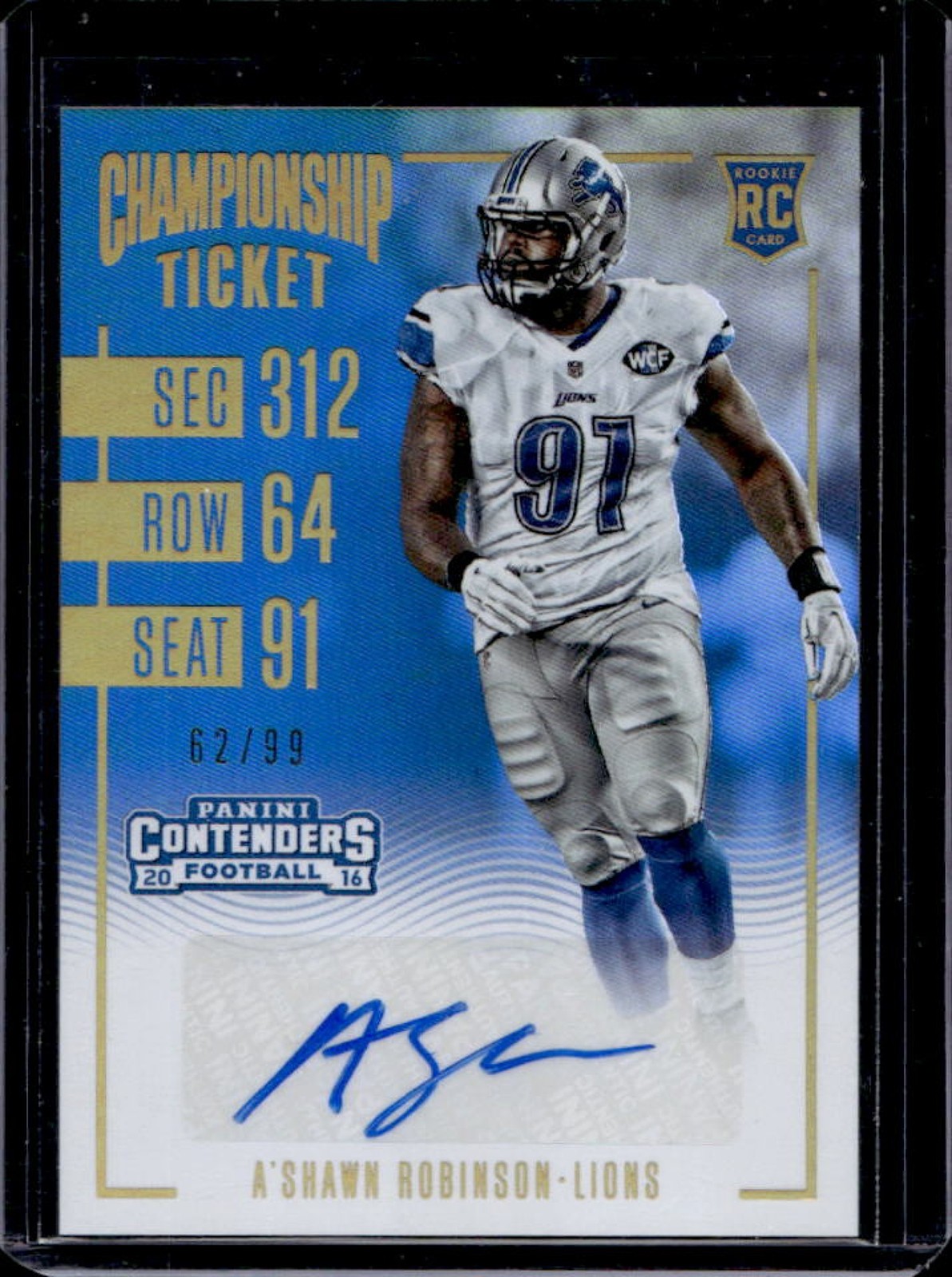 A'Shawn Robinson Panini Contenders #128 Autograph-Championship Ticket