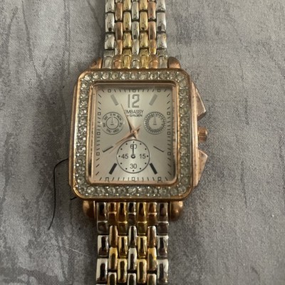 GRUEN Embassy Wristwatch  Two-Tone Crystal Embellishments New Battery 246 PC21
