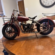 Tin And Cast Iron Motorcycle Great Display For Any Collection