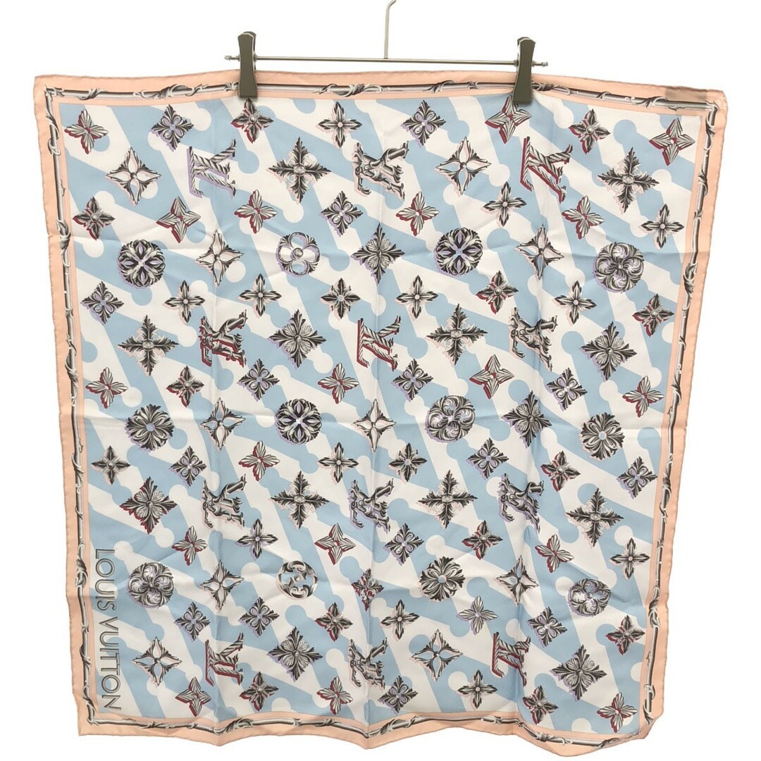 Louis Vuitton Carre70 Monogram Silk Scarf M73837 Pink Blue