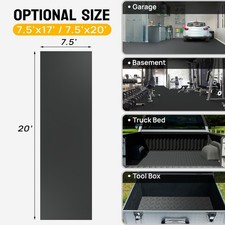 7.5 x 20ft 2mm Garage Floor Mat Garage Flooring Roll Non Slip Waterproof Black