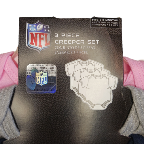 NFL Houston Texans 3/6 Monate Baby Mädchen 3-teiliges Creeper Set passt 3 - 6 Monaten - Bild 12 von 13