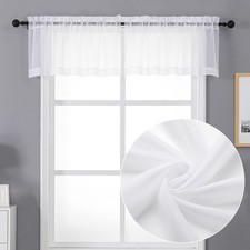 Sheer Valances for Windows 2 Pack, Small Window 42"W x 14"L Pack of 2 White