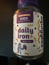 Squiggles Kids daily iron+, 100 gummies, grape ape flavor exp. 12/25