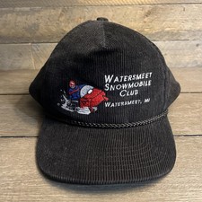 Vintage Watersmeet Michigan Snowmobile Club Corduroy Snapback Hat Cap 80s 90s