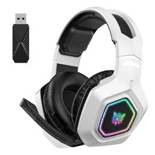 ONIKUMA B100 RGB Wireless/Wired/Bluetooth Gaming Headset Headphones w/ Mic White