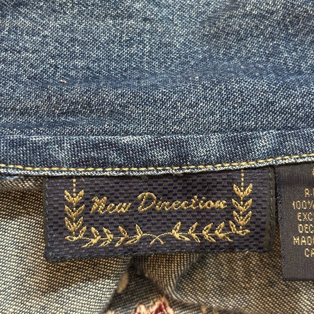 New Direction Denim Patchwork Button Down Shirt S… - image 4