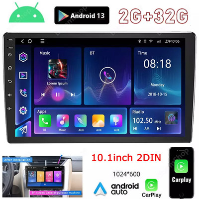 Double 2 Din Android 13 Car Stereo Radio GPS Wifi Carplay BT 10.1'' 32G Touch MP5
