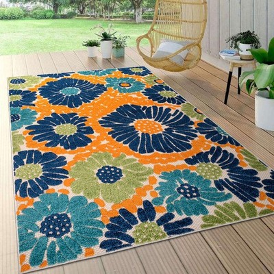 Rugshop Outdoor Carpet Palermo Modern Floral Indoor Outdoor Rugs Patio Rugs Deck