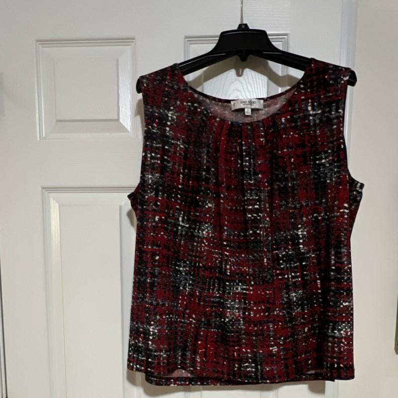Jones Studio Red Black White Geometric Knit Sleeveless Tank Top Plus Size 2X