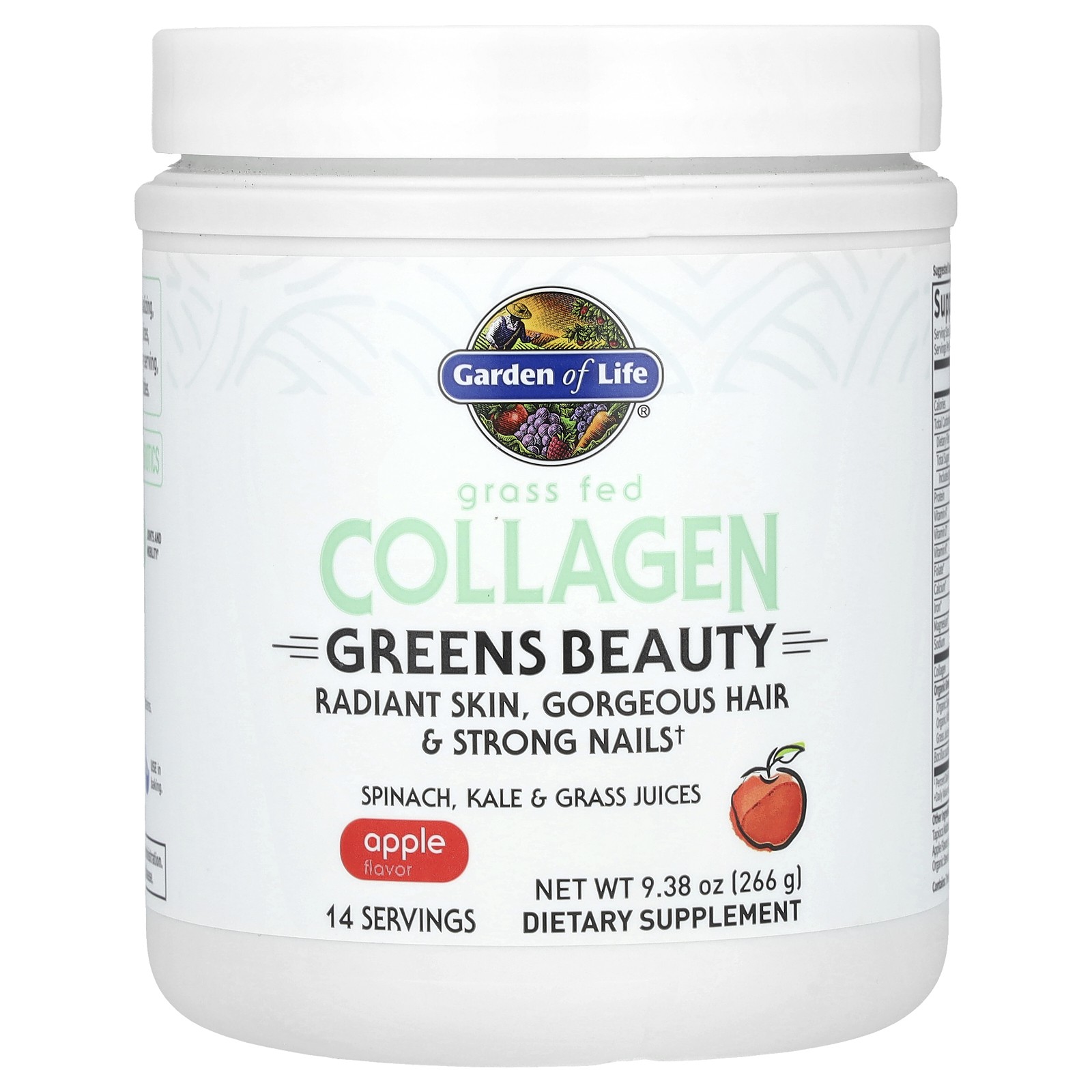 Grass Fed Collagen, Greens Beauty, яблоко, 9,38 унции (266 г)