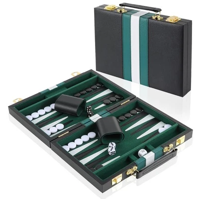 BackgammonSet für 2 Spieler, Backgammon Koffer mit komplettem Zubehör, Tragba... - Bild 1 von 4