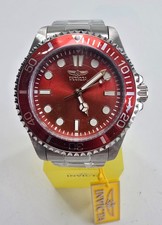 New Invicta Pro Diver 50506 Men's 43mm Red Dial Stainless Steel Watch NIB
