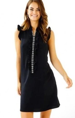 Lilly Pulitzer Adalee Shift Dress Onyx Black Pearl Embellishment Size 10 NWT