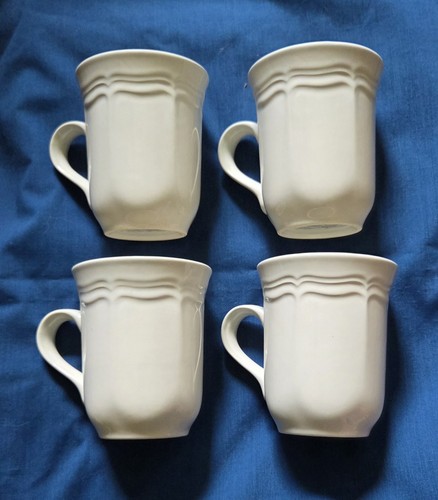 4 MIKASA FRENCH COUNTRYSIDE WHITE 4-inch MUGS GOOD USED CONDITION - Picture 2 of 6