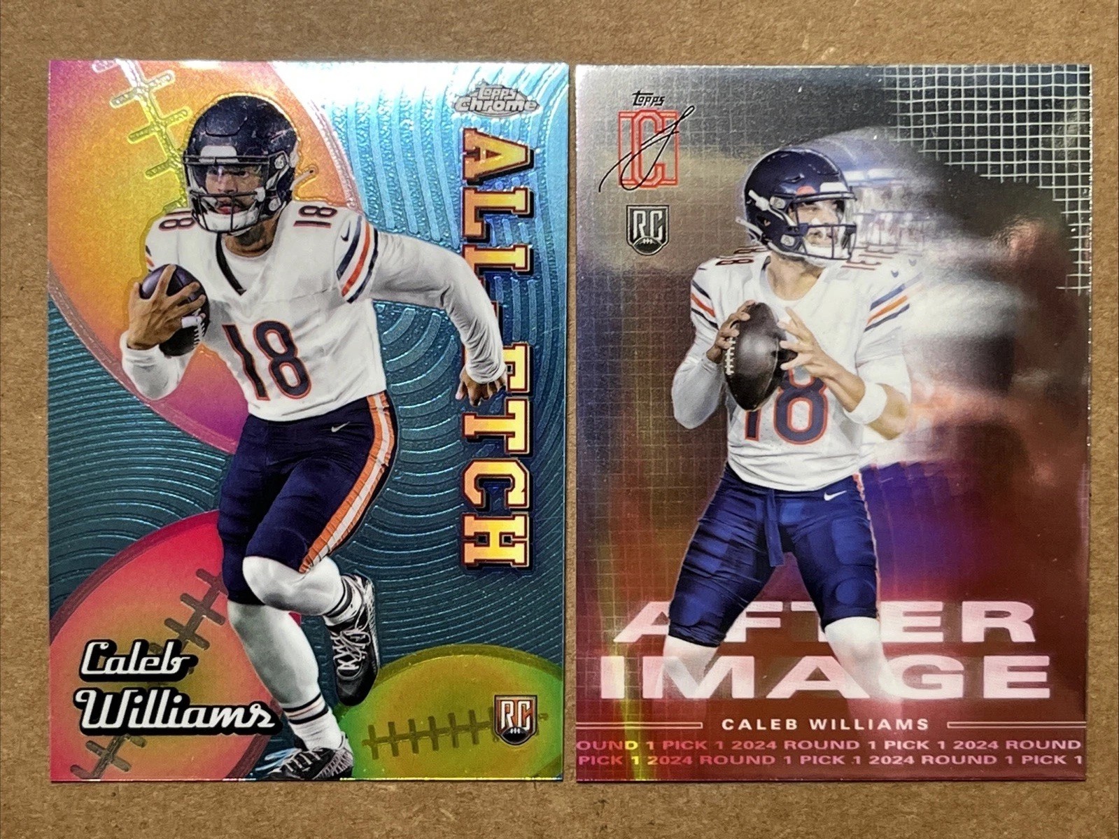 Caleb Williams 2024 Topps Chrome All-Etch & 2025Topps Signature Class Chrome. RC