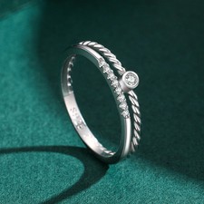 Womens Ring 925 Sterling Silver Gold Plated With Artificial Gemstones Double