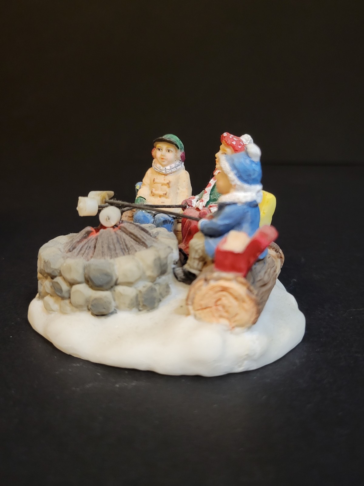 Holiday Time Santas Workbench Christmas Village Children Campfire Fire Bonfire