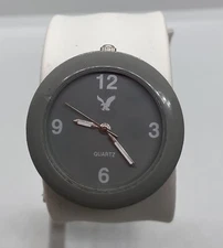 AMERICAN EAGLE WATCH New Battery Easy On White Slap Band Grey Dial Teens/Unisex
