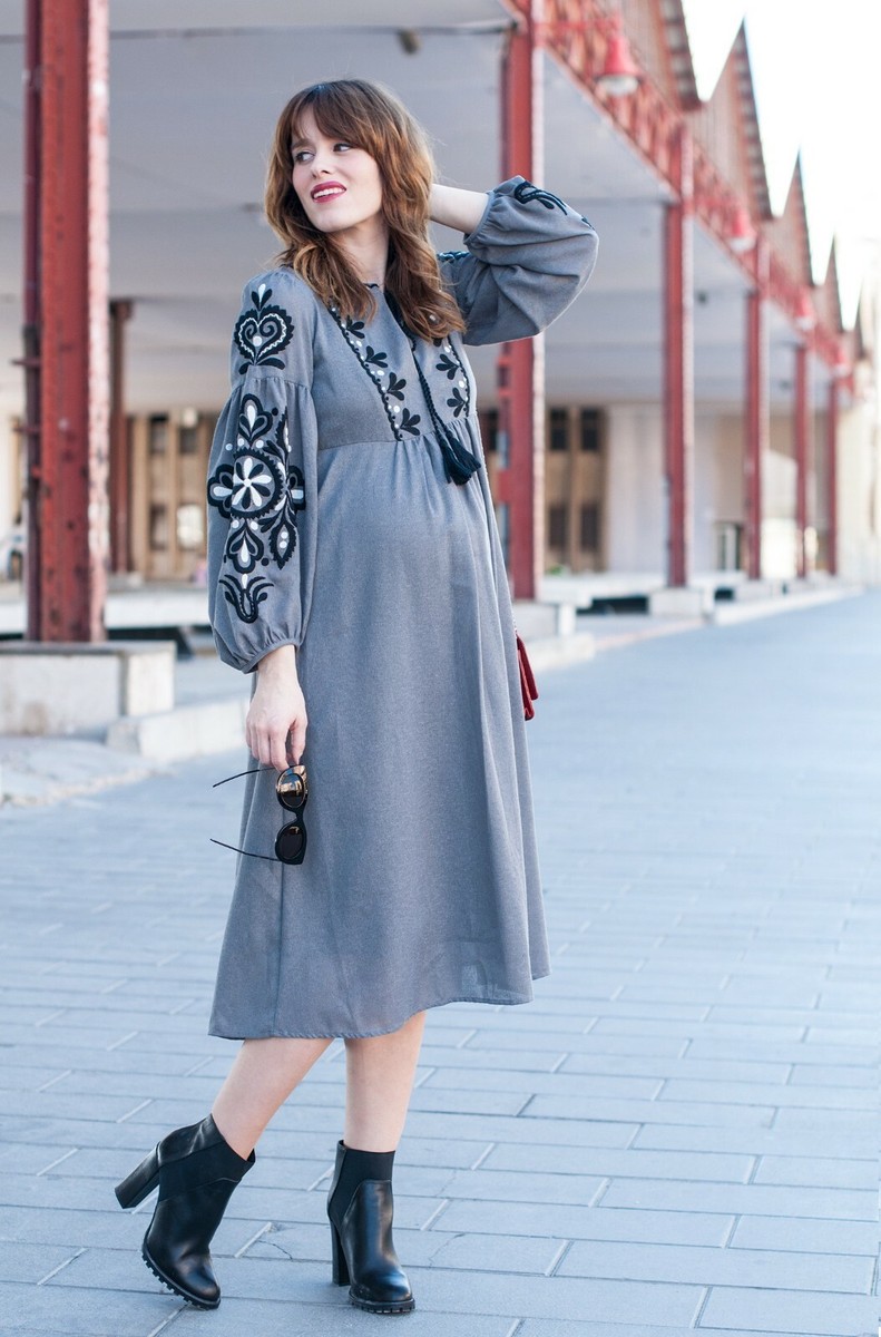 ZARA BNWT GREY EMBROIDERED DRESS Size XS | eBay