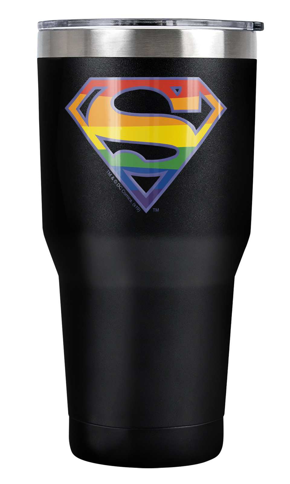 Superman Rainbow Shield Pattern Tumbler 30oz Vacuum Insulated & Double Wall