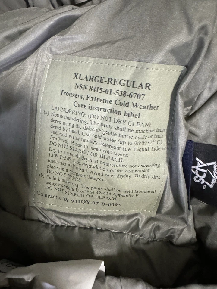 US. Military Extreme Cold Weather Army GEN III Pants Trousers XLarge Regular New - Image 2 of 4