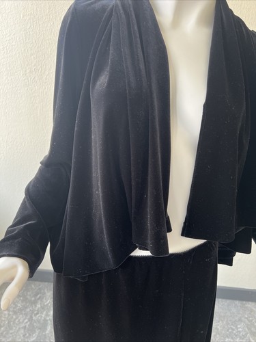 Alex Evening Women M Black Velour Soft Jacket And Long Skirt - Picture 5 of 8