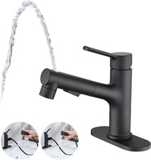 Bathroom Sink Faucet with Pull Out Sprayer, Single Handle Modern Bathroom Basin